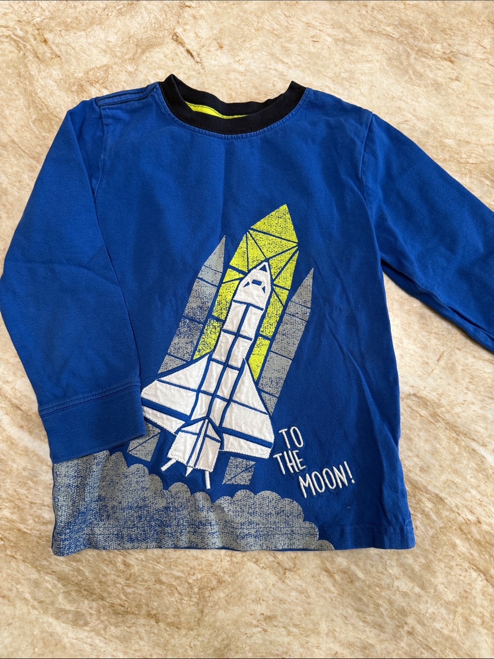 Gymboree Blue Long-Sleeve Rocket Tee with Neon Accent